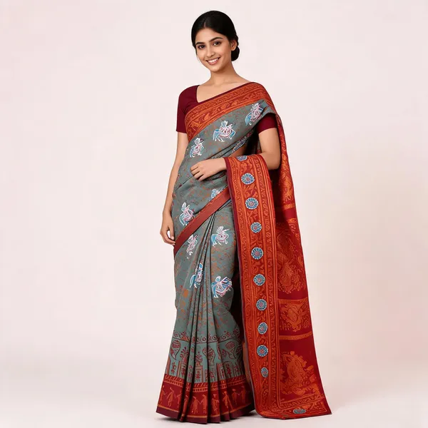Grey_And_Brown_Banarasi_Art_Silk_Saree_For_Women