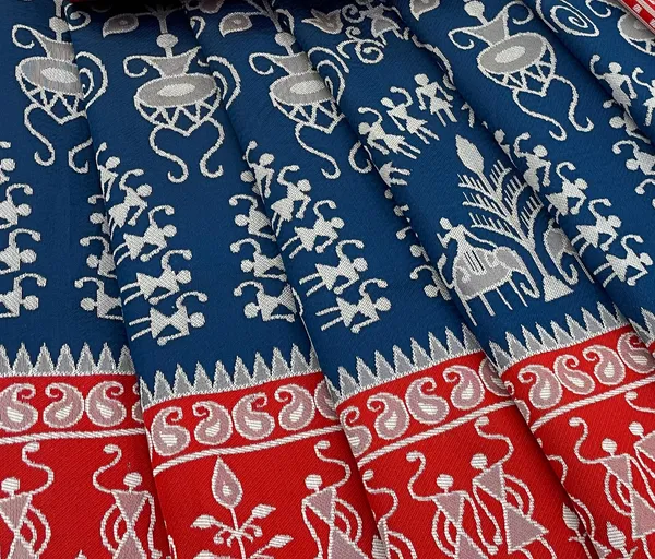 Sambalpuri_Banarasi_Silk_Kanjeevaram_Saree_Traditional_Party_Wear_beautifully_crafted_with_traditional_weaving_with_Tassels_Latkan_and_Blouse_Piece