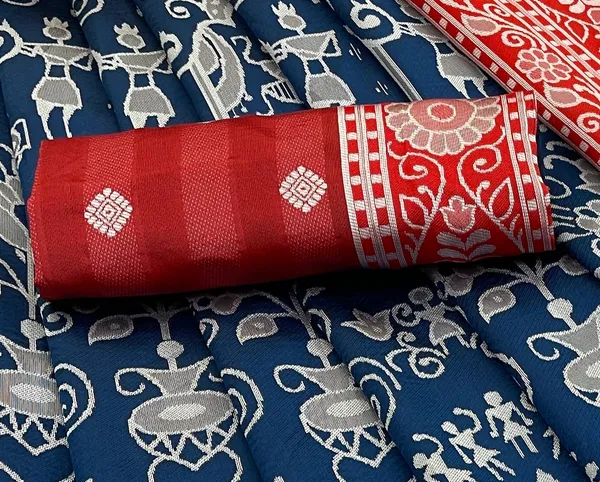Sambalpuri_Banarasi_Silk_Kanjeevaram_Saree_Traditional_Party_Wear_beautifully_crafted_with_traditional_weaving_with_Tassels_Latkan_and_Blouse_Piece