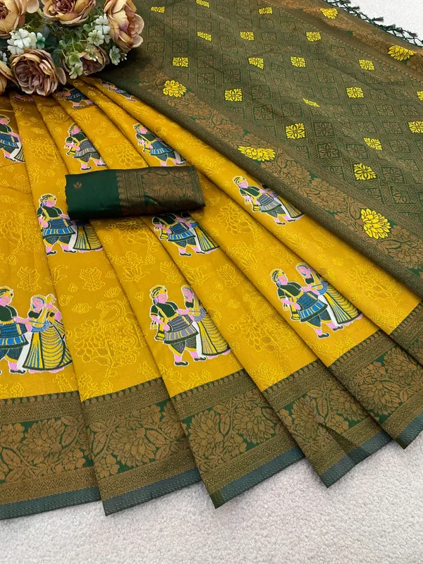 Yellow_Banarasi_Art_Silk_Saree_For_Women