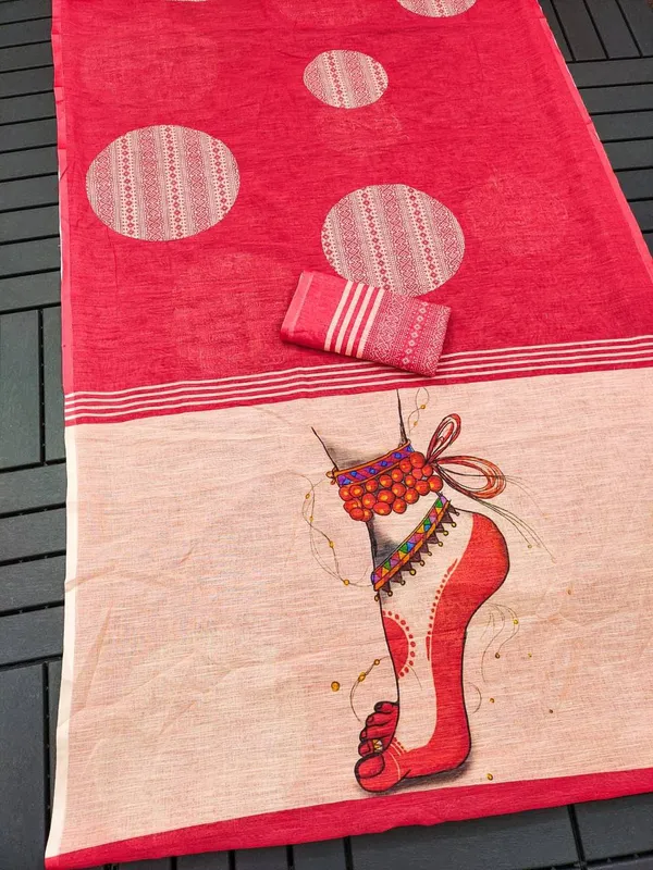 Red__Cotton_Linen_Saree_For_Women