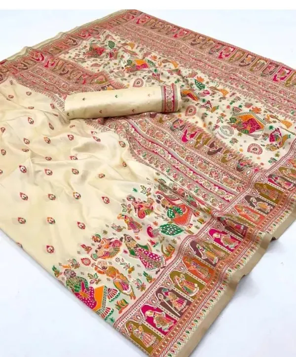 Cream_Pashmina_Soft_Kanjeevaram_Silk_Saree_For_Women