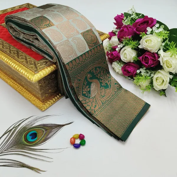Beige_And_Green_Kanjeevaram_Banarasi_Silk_Saree_For_Women