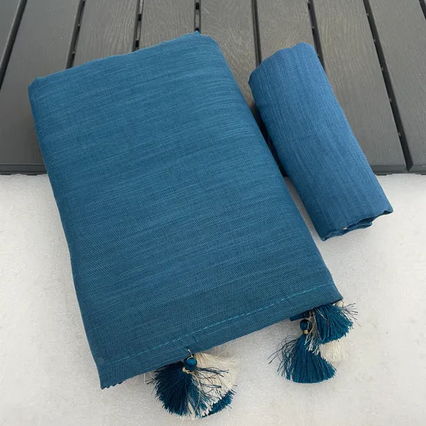 Teal_Blue_Khadi_Cotton_Saree_For_Women