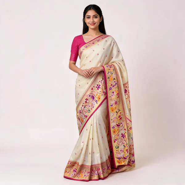 White_Pashmina_Soft_Kanjeevaram_Silk_Saree_For_Women