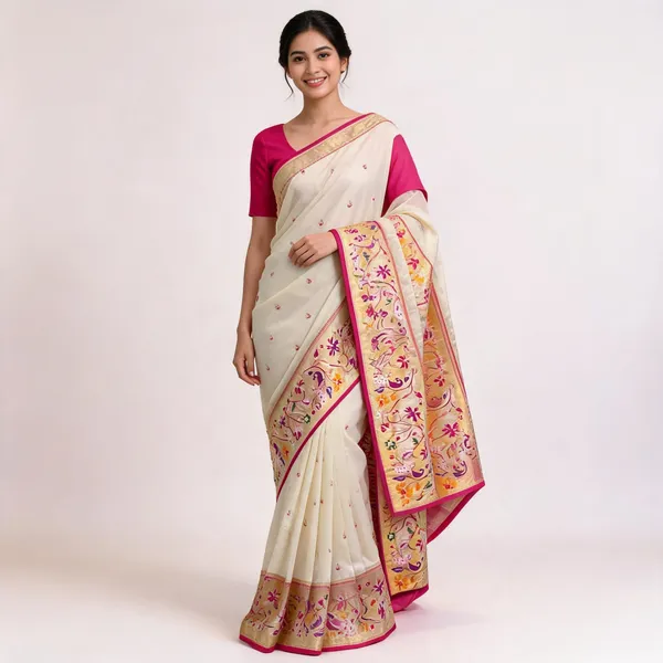 White_Pashmina_Soft_Kanjeevaram_Silk_Saree_For_Women