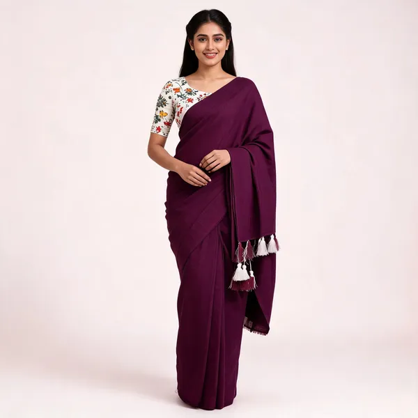 Wine_Khadi_Cotton_Saree_For_Women