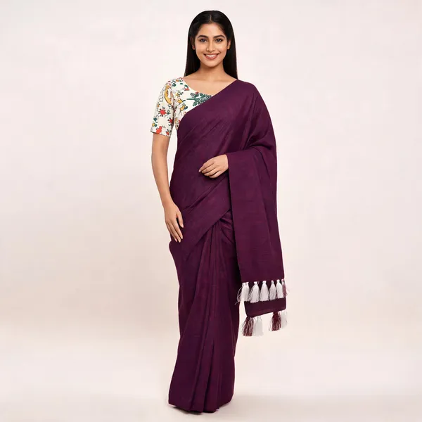 Wine_Khadi_Cotton_Saree_For_Women