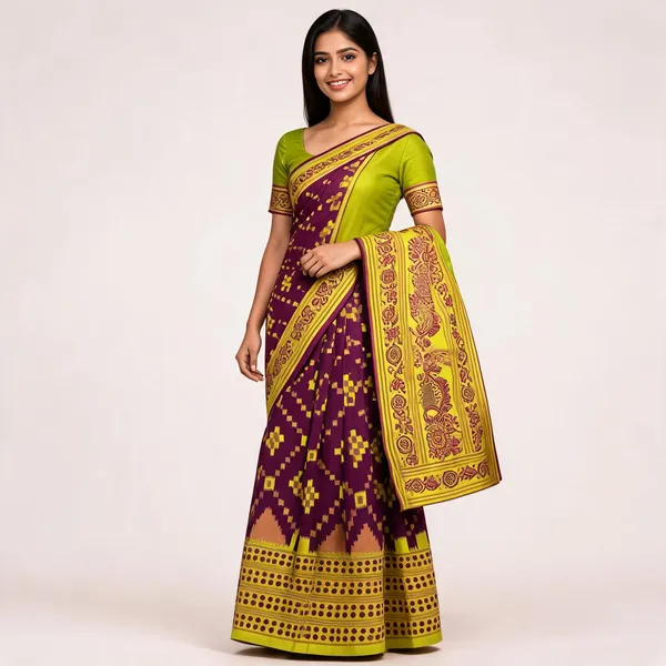 Wine_And_Green_Banarasi_Art_Silk_Saree_For_Women