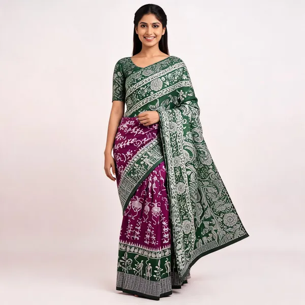 Purple_And_Green_Banarasi_Art_Silk_Saree_For_Women