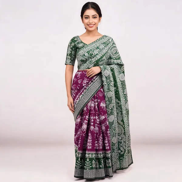 Purple_And_Green_Banarasi_Art_Silk_Saree_For_Women