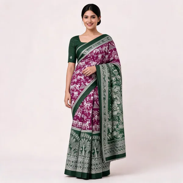 Purple_And_Green_Banarasi_Art_Silk_Saree_For_Women