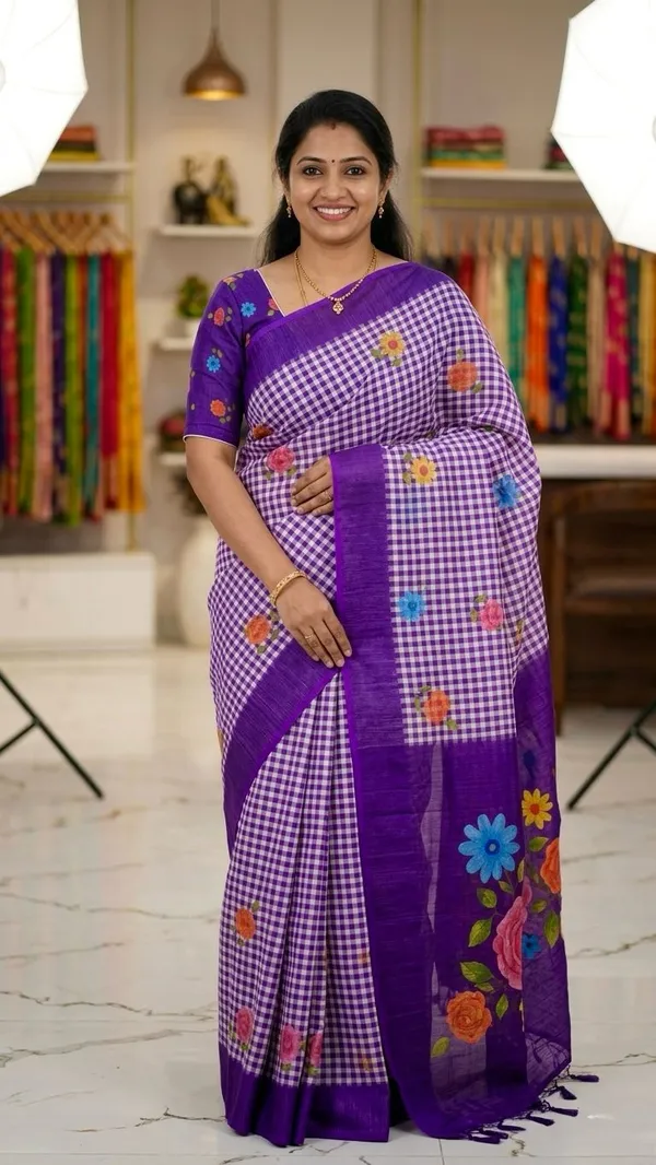 Purple_Cotton_Linen_Saree_For_Women