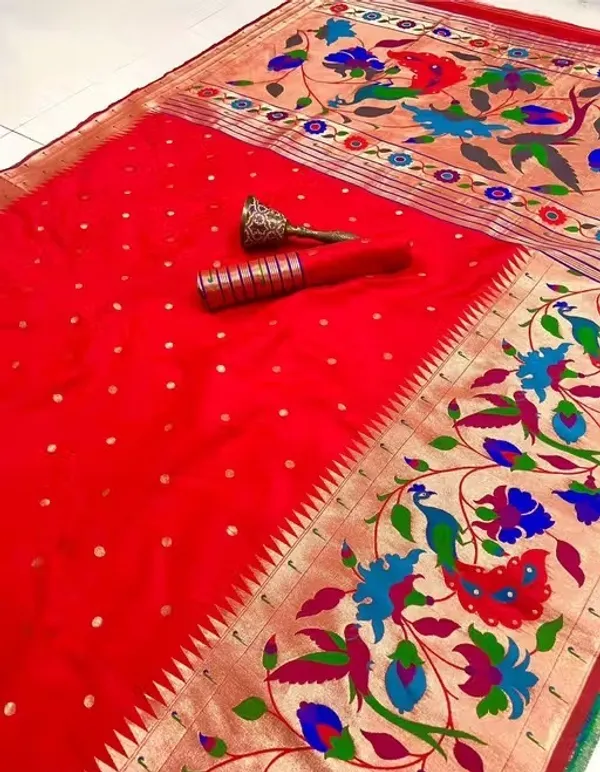 Orange_Paithani_Banarasi_Silk_Saree_For_Women