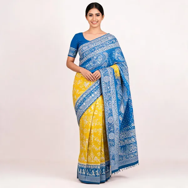 Yellow_And_Blue_Banarasi_Art_Silk_Saree_For_Women