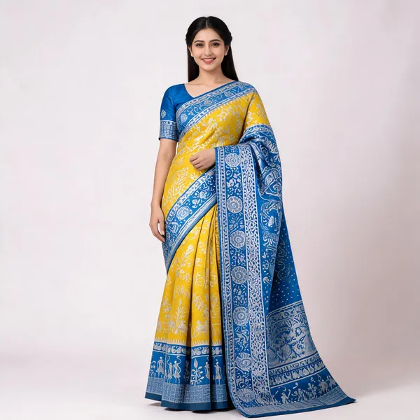 Yellow_And_Blue_Banarasi_Art_Silk_Saree_For_Women