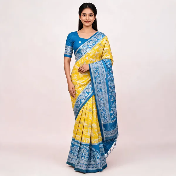 Yellow_And_Blue_Banarasi_Art_Silk_Saree_For_Women