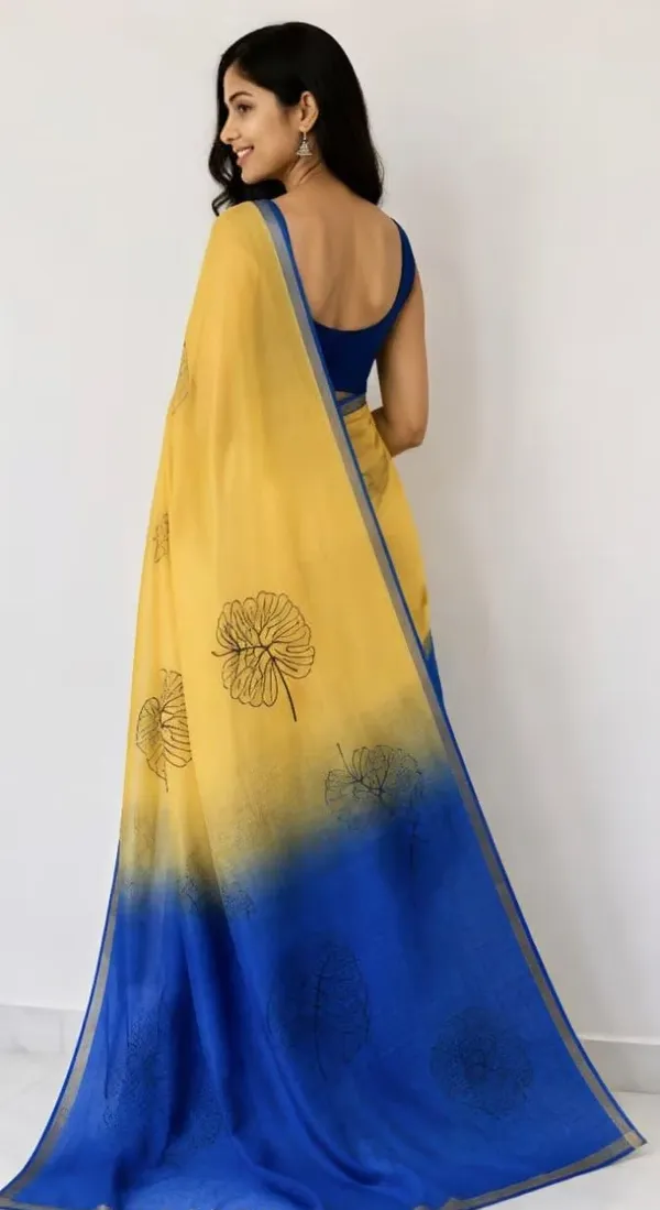 Yellow_And_Blue_Cotton_Linen_Saree_For_Women