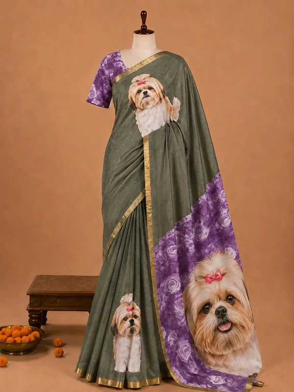 Olive_Green_Cotton_Linen_Saree_For_Women