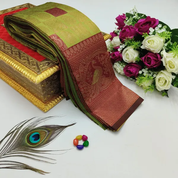 Olive_Green_Kanjeevaram_Banarasi_Silk_Saree_For_Women