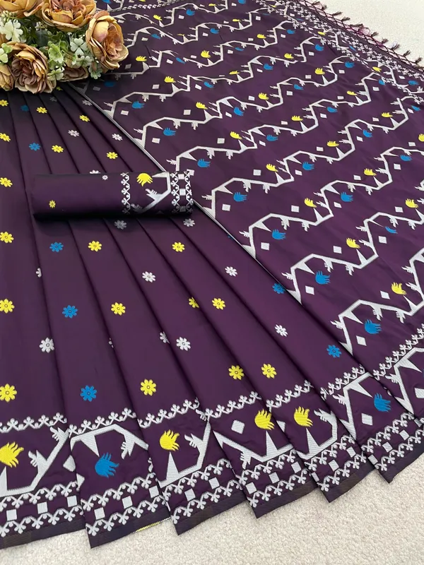 Purple_Soft_Kanchipuram_Litchi_Korvai_Silk_Saree_For_Women