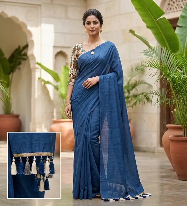 Teal_Khadi_Cotton_Saree_For_Women