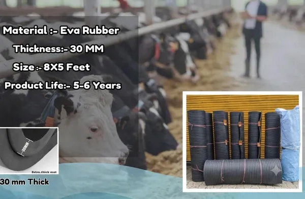 FARMER_KING_8*5_ft_30_MM_Rubber_Anti_Slip_Cattle_Mat_For_Cow_Comfort