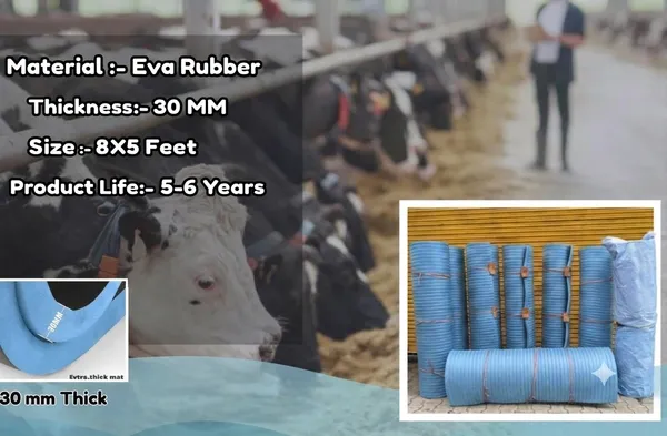 ANMOL_किसान_Blue_Multi_Layer_Rubber_Cattle_Mat_8X5_Ft_30Mm