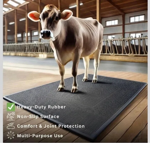 MRF_BLACK_Heavy_Duty_Rubber_Cow_Mat_(8x5_Feet,_25mm_Thickness)