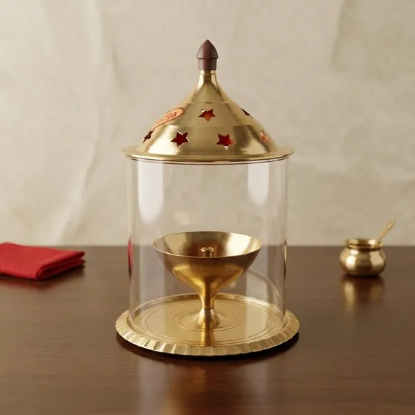 Brass_Akhand_Diya_with_Glass_Cover_Size_No._2_-_Premium_Borosilicate_Glass_Chaddar_Deepam,_10-12_Hours_Burning_Time_for_Puja_And_Festivals