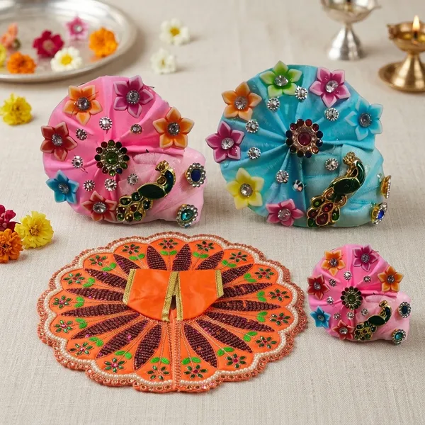 6_No._Laddu_Gopal_Poshak_Combo_Set_-_2pc_Dress,_1pc_Mukut,_1_Basuri,_1_Mala_Assorted_Colors,_Same_Design
