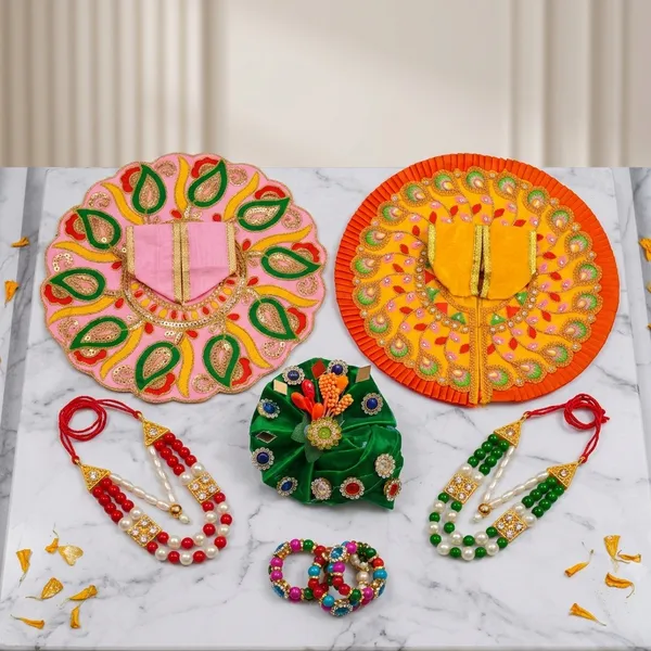 5_No._Laddu_Gopal_Poshak_Combo_Set_Size_5_-_2pc_Dress,_1pc_Mukut,_1pc_Mala,_And_1_Kada_Jodi_Assorted_Colors,_Same_Design