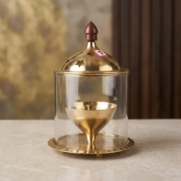 Brass_Akhand_Diya_with_Glass_Cover_Size_No._1_-_Premium_Borosilicate_Glass_Chaddar_Deepam,_6-8_Hours_Burning_Time_for_Puja_And_Festivals