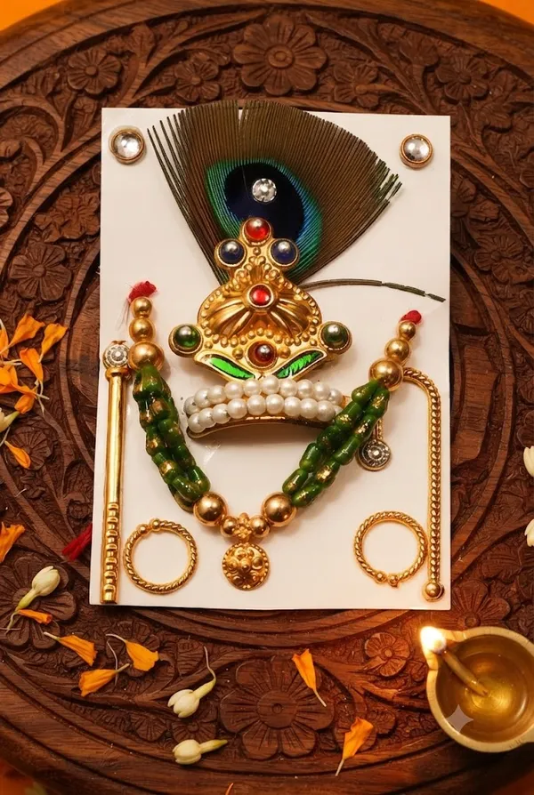 Laddu_Gopal_Heavy_Poshak_Combo_Set_Size_1_-_Includes_3_Beautiful_Dresses_And_1_Matching_Mukut_Mala_Jewellery_Set_Assorted_Colors,_Same_Design
