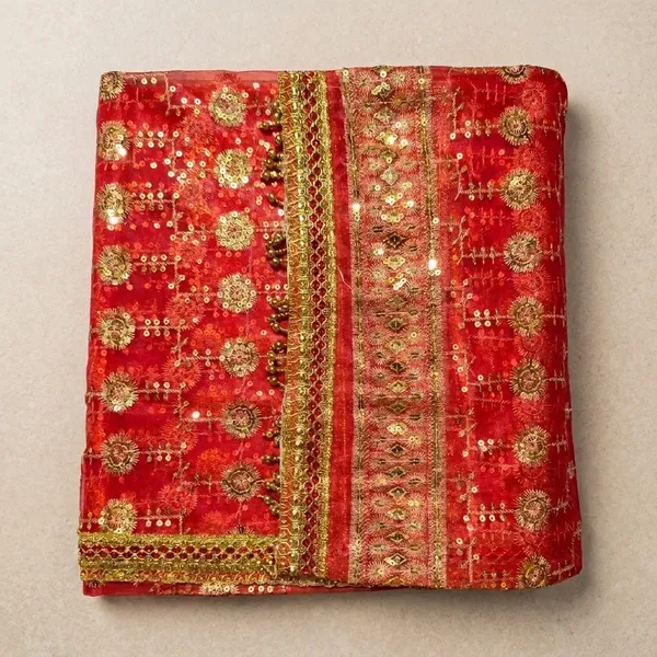 Elegant_Red_Sequin_Work_Bridal_Chunri_Multi-Purpose_Wedding_Dupatta_And_Pooja_Chunari_2m,_Pack_of_1