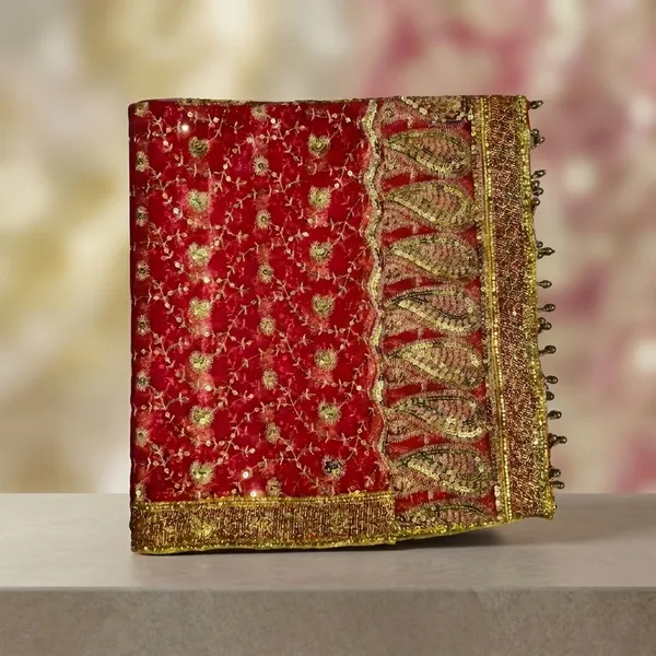 Red_Net_Embroidered_Dulhan_Dupatta_with_Golden_Zari_Border_2_Metres_-_Traditional_Bridal_Chunari_for_Wedding,_Pooja,_and_Festivals