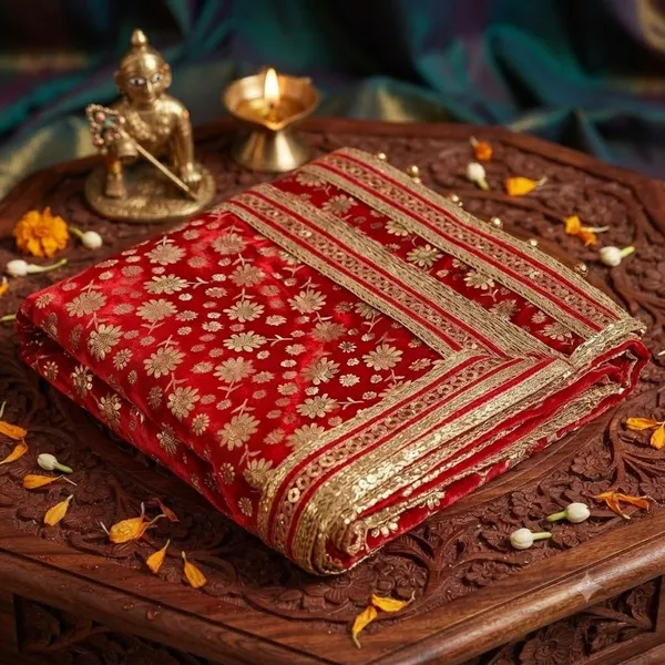 Premium_Red_Velvet_Chunri_with_Gold_Foil_Floral_Print_and_Gota_Patti_Border_2_Meters_Bridal_Dulhan_Dupatta,_Mata_Rani_Puja_Chunni,_Festive_Wedding_Dupatta