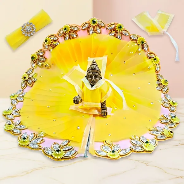 Yellow_Net_Laddu_Gopal_Dress_with_Scarf_Size_6_-_Beautiful_Heavy_Border_Poshak_for_Bal_Gopal_And_Kanha_Ji_2pcs_Suit_Set