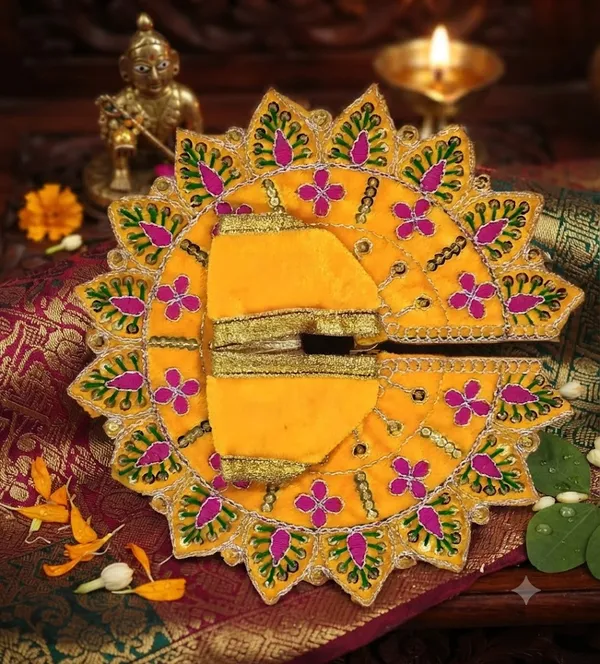 Laddu_Gopal_Poshak_Combo_Set_Size_3_-_3pc_Dress_And_1pc_Mukut_Mala_Jewellery_Set_Assorted_Colors,_Same_Design
