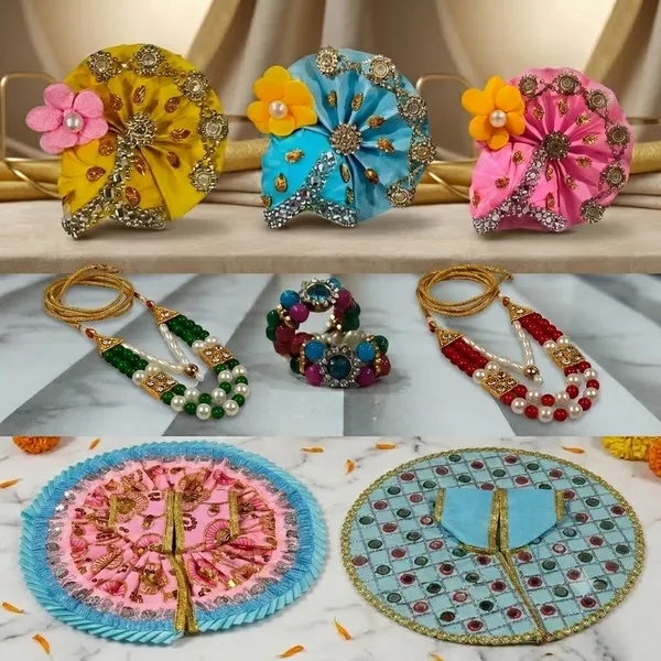 Poshak_Combo_Set_for_Size_5_Laddu_Gopal_Includes_2-Piece_Poshak,_1_Mukut,_1_Kada_Jodi_And_1_Mala_Assorted_Colors_Design_Will_Be_Same