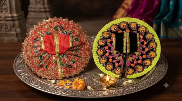Laddu_Gopal_Heavy_Poshak_Combo_Size_4_-_2-Piece_Embroidered_Velvet_And_Makmal_Dress_with_1_Stone-Work_Mukut_Assorted_Colors,_Same_Design