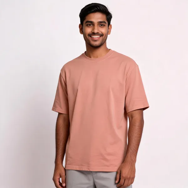 Red_Cotton_Relaxed_Fit_T-Shirt_For_Men_And_Peach