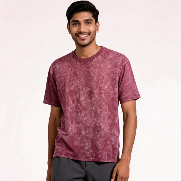 Blue_Cotton_Blend_Regular_Fit_T-Shirt_For_Men_And_Maroon_Cotton_Washed