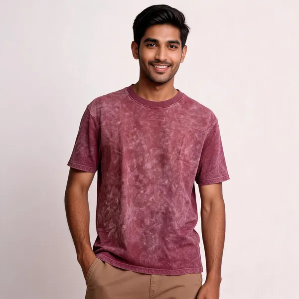 Blue_Cotton_Blend_Regular_Fit_T-Shirt_For_Men_And_Maroon_Cotton_Washed