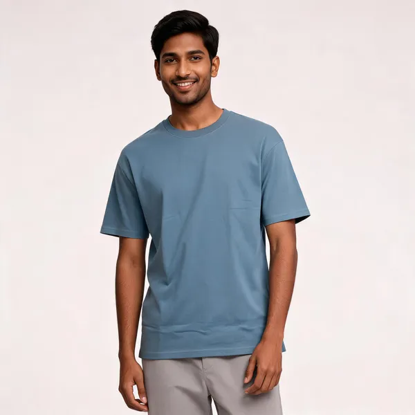 Slate_Blue_Cotton_Regular_Fit_T-Shirt_For_Men_And_Olive_Cotton_Blend