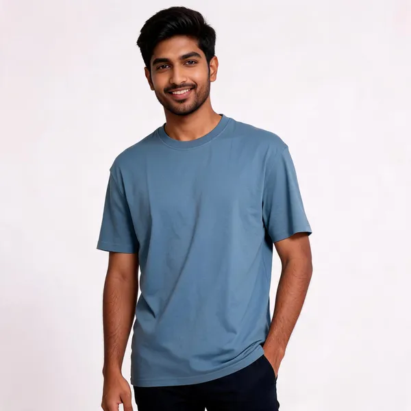 Slate_Blue_Cotton_Regular_Fit_T-Shirt_For_Men_And_Olive_Cotton_Blend