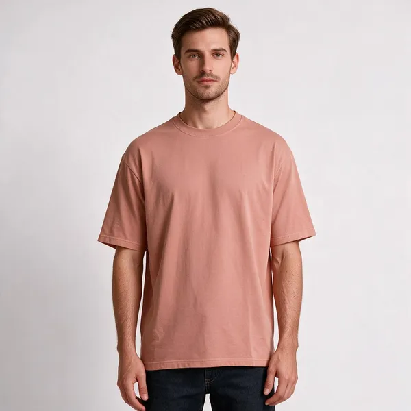 Peach_Cotton_Regular_Fit_T-Shirt_For_Men
