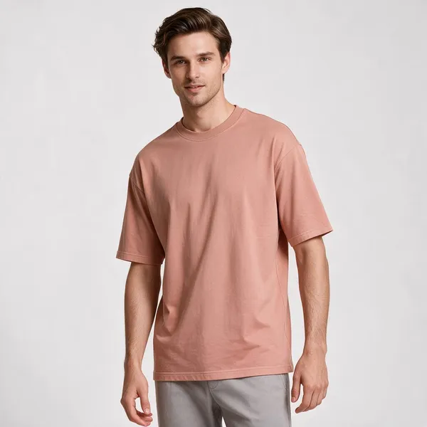 Peach_Cotton_Regular_Fit_T-Shirt_For_Men