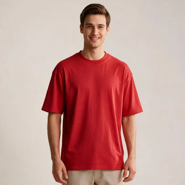 Red_Cotton_Relaxed_Fit_T-Shirt_For_Men