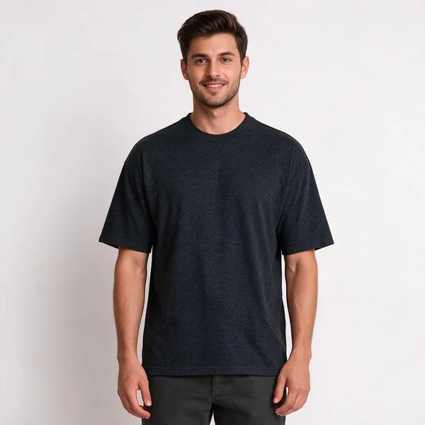 Black_Cotton_Textured_Regular_Fit_T-Shirt_For_Men